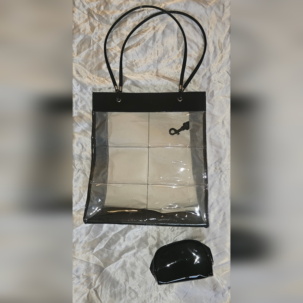 Clear Tote Bag with Black Trim with Picture Slots
